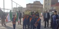 استقبال گرمساری‌های کوچک از شهید گمنام در ایام فاطمیه
