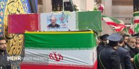 آیین وداع با پیکر مطهر شهید علی لاریجانی در حرم بانوی کرامت