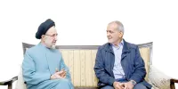 رئیس جمهور از سیدمحمد خاتمی عیادت کرد + عکس