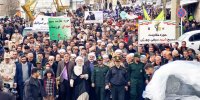 نقاشی ترامپ و ماکت موشک ایرانی برای اسرائیل در تصاویر راهپیمایی 22 بهمن + عکس