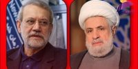 قدردانی دبیرکل حزب الله لبنان از ایران در دیدار با لاریجانی