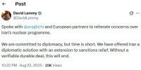 وزیرخارجه انگلیس پس از گفتگو با عراقچی:ما به ایران راه‌حلی دیپلماتیک پیشنهاد داده‌ایم و یادآوری کردیم که زمان کم است