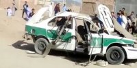 اولین تصاویر از خودرو پلیس بعد از حمله تروریستی در ایرانشهر + ویدئو