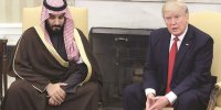 ژست جالب بن‌ سلمان در حضور ترامپ | این ویدئو پر بازدید شد