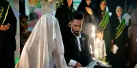 عکس | حضور متفاوت عروس و داماد در مراسم «جان‌فدایان ایران»