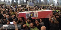 وداع با پیکر مطهر ۵ شهید خراسانی حمله آمریکایی-صهیونی در حرم مطهر رضوی