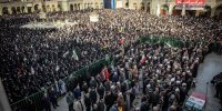 تصاویر تشییع علی لاریجانی/ نماز در صحن حرم حضرت معصومه و گریه نماینده نزدیک به جبهه پایداری برای لاریجانی/ علی مطهری هم در تشییع داماد شهید حاضر بود