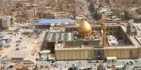 تصویر لحظات ورود پیکر رهبر شهید به حرم حضرت علی(ع)