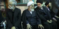 سید حسن خمینی در آغوش حدادعادل/ گپ و گفت ناطق نوری و حدادعادل شکار عکاسان شد/ نقویان هم بود+ تصاویر