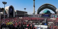 آیین اقامه نماز بر پیکر رهبر شهید ایران