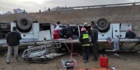 اولین فیلم از واژگونی اتوبوس در کمربندی خمینی شهر