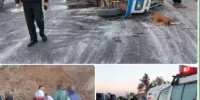 ۲۱ مصدوم در پی واژگونی مینی‌بوس در نکا