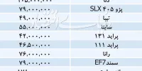 تازه ترین قیمت خودروهای داخلی در بازار