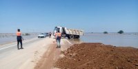 بخش‌هایی از جاده خرمشهر - اهواز به زیر آب رفت