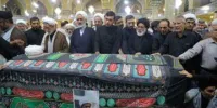 سیدحسن خمینی در مراسم تشییع پیکر یک روحانی+عکس