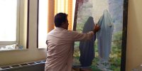 تابلوی نقاشی اولین دیدار اثر علی بحرینی رونمایی شد